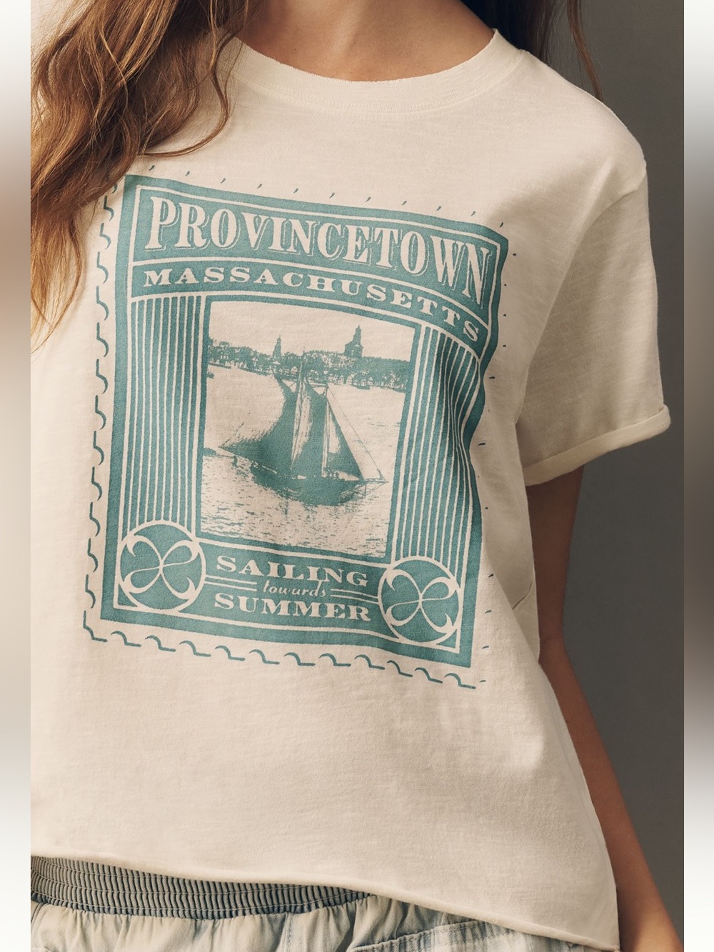 Anthropologie Massachusetts Short Sleeve Tee Maeve Cape Cod Sailing New